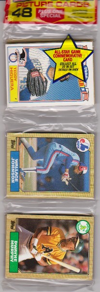 1987 Topps Baseball 49 Card Rack Pack w/ Teddy Higuera On Front