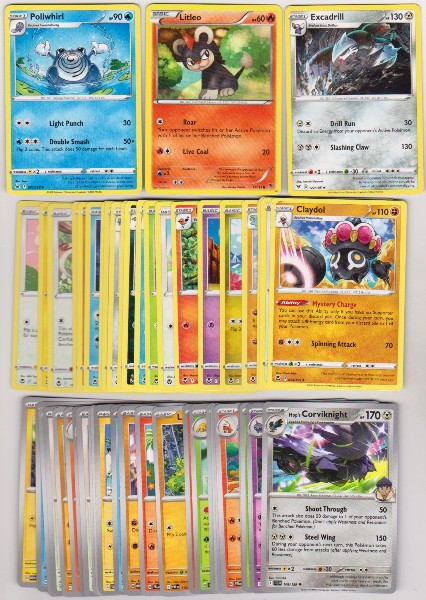 50 Different Pokemon Trading Cards w/ Poliwhirl + More