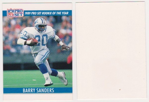 Barry Sanders 1990 Pro Set White Border Double Front Error + Blank Front Error Card Pair