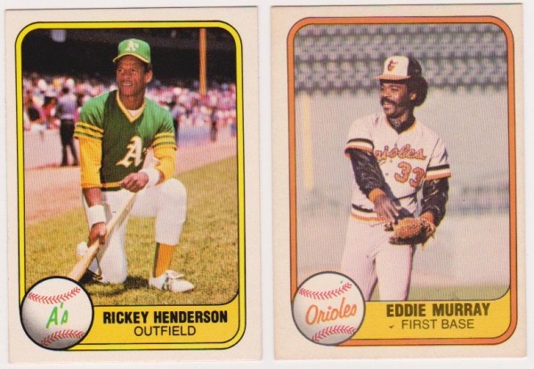 1981 Fleer Rickey Henderson #574 + Eddie Murray #184 Card Pair
