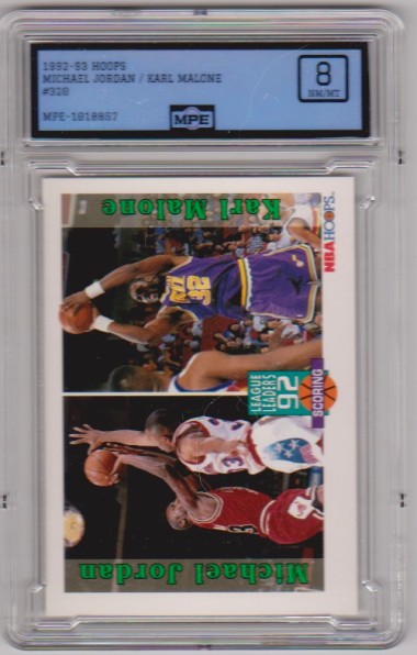 Graded MPE NM/MT 8 - Michael Jordan/Karl Malone 1992-93 Hoops #320 Card