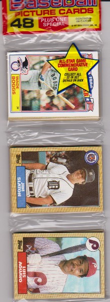1987 Topps Baseball 49 Card Rack Pack w/ Wade Boggs On Front