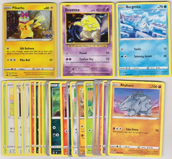 25 Different Pokemon Trading Cards w/ Pikachu COSMOS HOLO + More