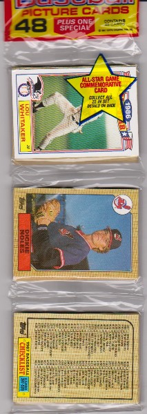 1987 Topps Baseball 49 Card Rack Pack w/ Lou Whitaker On Front