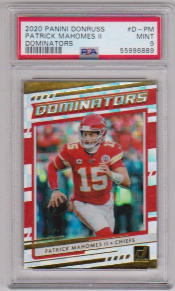 Graded PSA Mint 9 - Patrick Mahomes 2020 Donruss Dominators #D-PM Insert Card