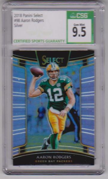 Graded CSG Gem Mint 9.5 - Aaron Rodgers 2018 Panini Select Silver #98 Insert Card