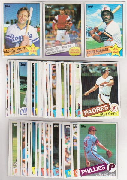 50 Different 1985 Topps Baseball Cards - George Brett + More