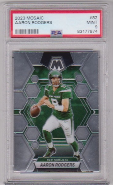 Graded PSA Mint 9 - Aaron Rodgers 2023 Panini Mosaic #82 Card