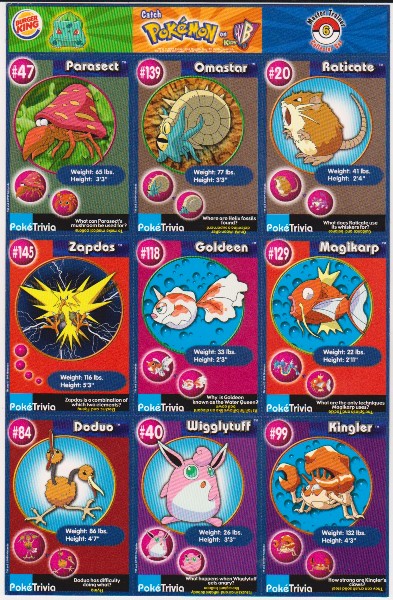 1999 Pokemon Master Trainer Collector Set 9 Card Uncut Sheet #6