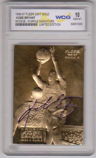 Rookie Graded Gem Mint 10 - Kobe Bryant 1996-97 Fleer w/ Purple Signature 23 Kt Gold Card
