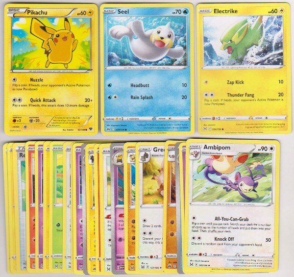 25 Different Pokemon Trading Cards w/ Pikachu + More