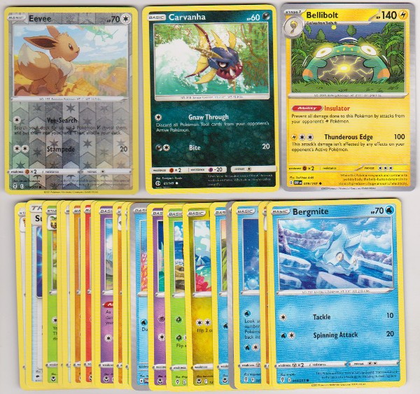 25 Different Pokemon Trading Cards w/ Eevee REVERSE HOLO + More