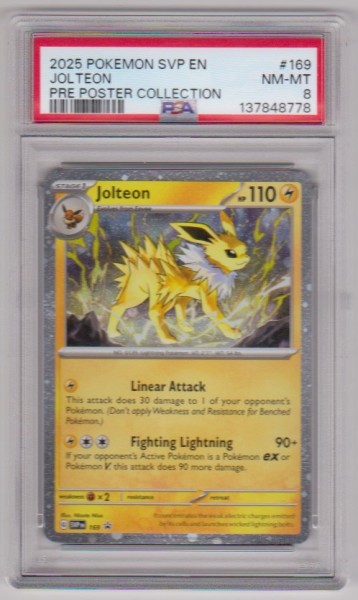 Graded PSA NM-MT 8 - Jolteon 2025 Pokemon SVP EN Pre Poster Collection #169 Card