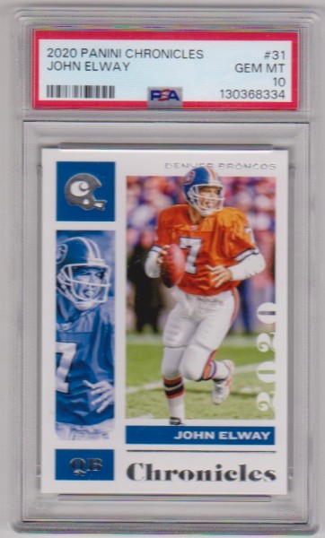 Graded PSA Gem Mint 10 - John Elway 2020 Panini Chronicles #31 Card