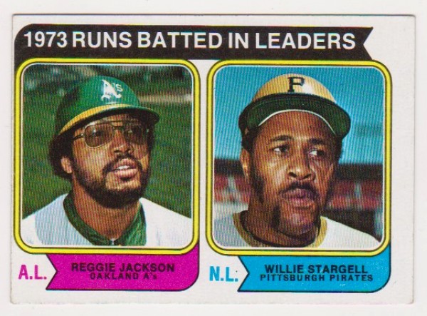 1974 Topps Reggie Jackson + Willie Stargell #203 Card - HOF'ers