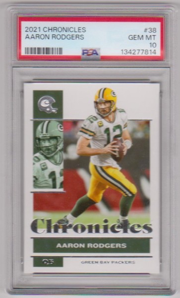 Graded PSA Gem Mint 10 - Aaron Rodgers 2021 Panini Chronicles #38 Card
