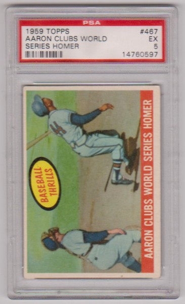 Graded PSA EX 5 - Hank Aaron 1959 Topps World Series Homer #467 Card