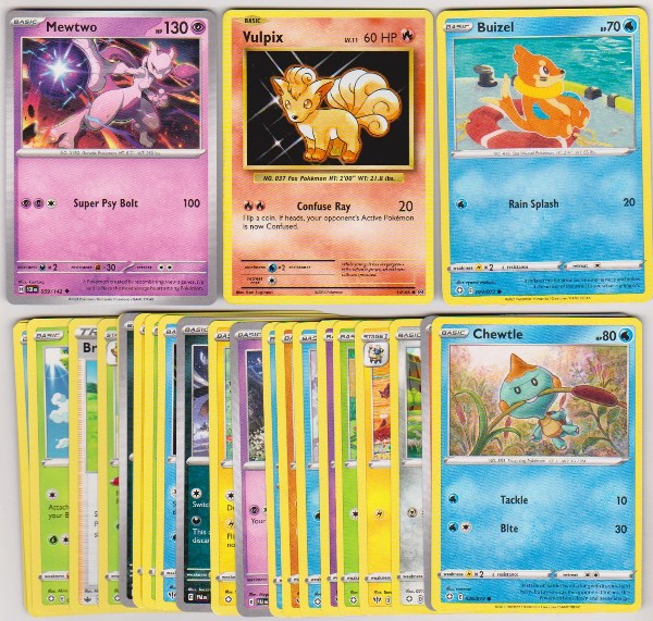 25 Different Pokemon Trading Cards w/ Mewtwo + More