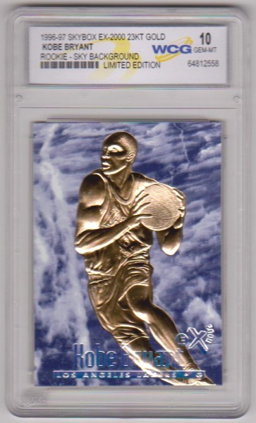 Rookie Graded Gem Mint 10 - Kobe Bryant 1996-97 Skybox EX-2000 Sky Background 23 Kt Gold Card