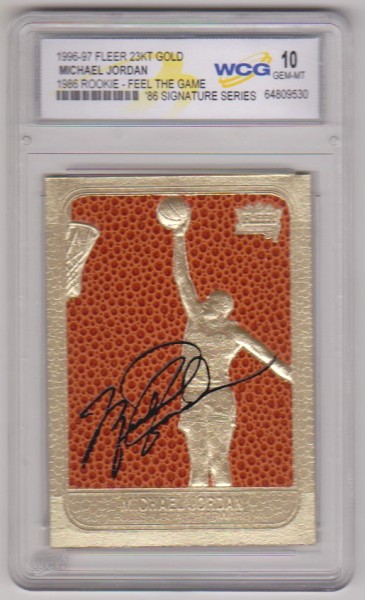 Graded Gem Mint 10 - Michael Jordan 1996-97 Fleer Feel The Game '86 Signature Series 23 Kt Gold Card
