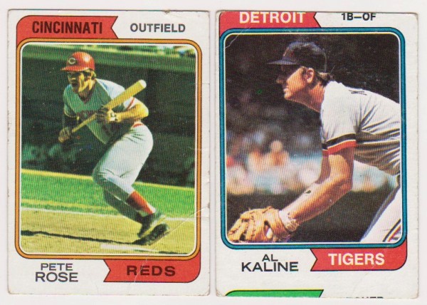 1974 Topps Pete Rose #300 + Al Kaline #215 Card Pair