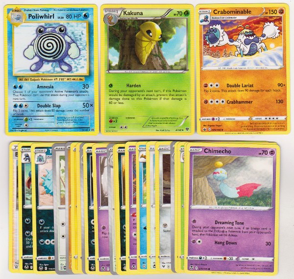 25 Different Pokemon Trading Cards w/ Poliwhirl + More