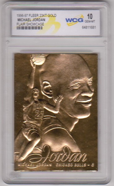 Graded Gem Mint 10 - Michael Jordan 1996-97 Fleer Flair Showcase 23 Kt Gold Card