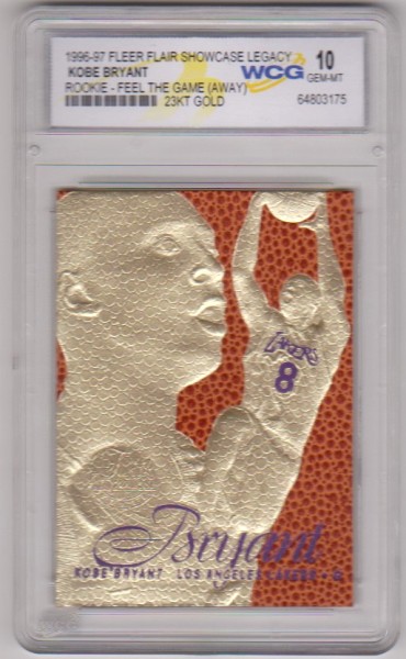 Rookie Graded Gem Mint 10 - Kobe Bryant 1996-97 Flair Showcase Legacy 23 Kt Gold Card