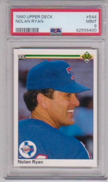 Graded PSA Mint 9 - Nolan Ryan 1990 Upper Deck #544 Card
