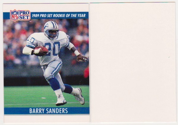 Barry Sanders 1990 Pro Set White Border Double Front Error + Blank Front Error Card Pair