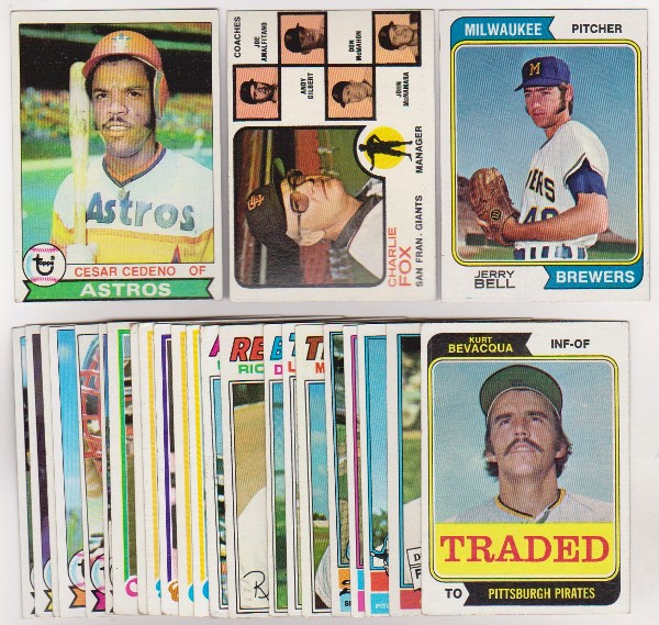25 Different 1970's Topps Baseball Cards (1973-1979) w/ Cesar Cedeno + More