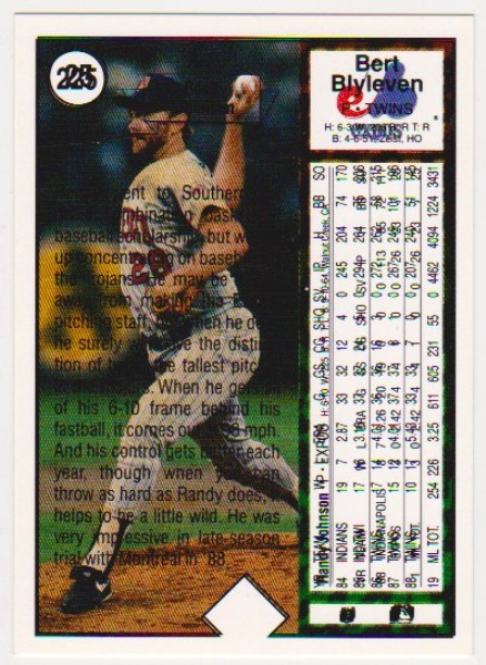 Error - Randy Johnson 1989 Upper Deck Rookie w/ Double Print Back, Shadow Print Front - Rare Misprint