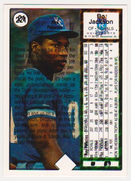 Error - 1989 Upper Deck Bo Jackson Blank Front/Double Back Error