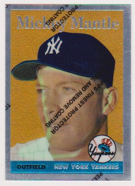 Mickey Mantle 1958 Topps Finest #150 Commemorative Card - 1996 Topps #8 of 19 Insert Card