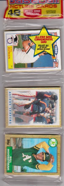 1987 Topps Baseball 49 Card Rack Pack w/ Cal Ripken On Front