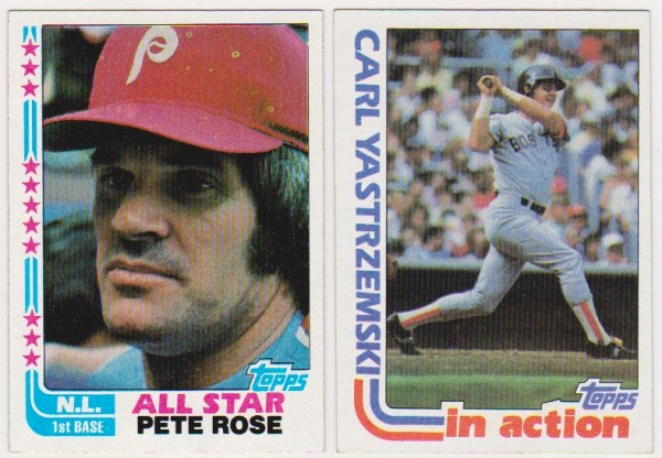 1982 Topps Pete Rose #337 + Carl Yastrzemski #651 Card Pair 