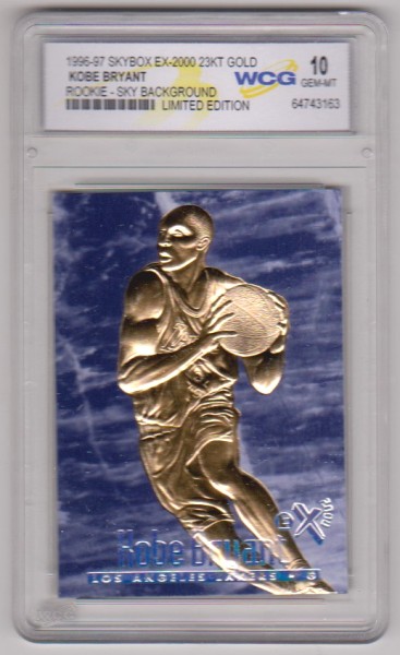 Rookie Graded Gem Mint 10 - Kobe Bryant 1996-97 Skybox EX-2000 Sky Background 23 Kt Gold Card