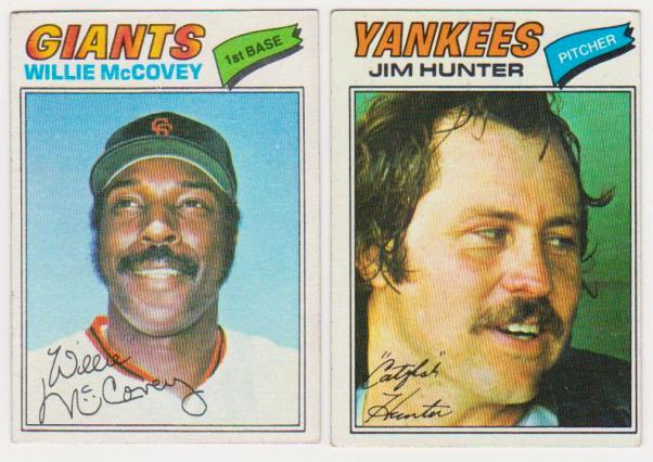 1977 Topps Willie McCovey #547 + Jim Catfish Hunter #280 Card Pair - HOF'ers