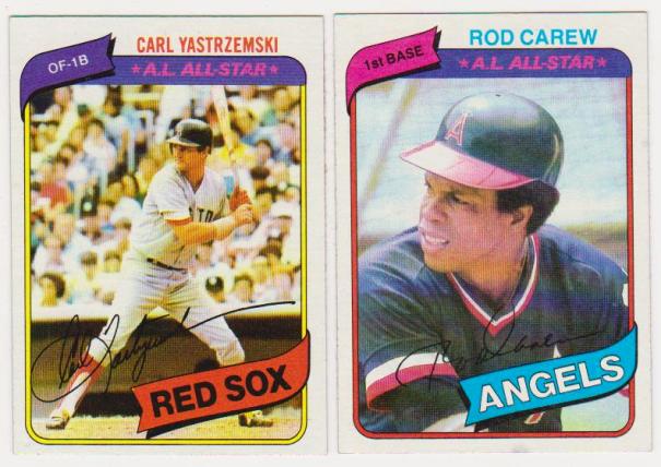 1980 Topps Carl Yastrzemski #720 + Rod Carew #700 Card Pair