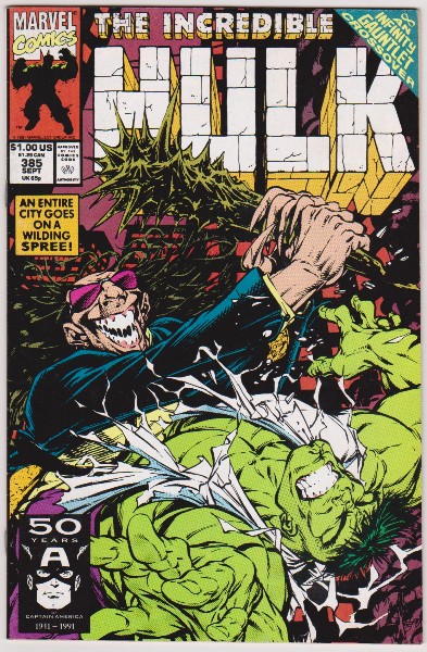 1991 The Incredible Hulk #385 Issue - Marvel Comics