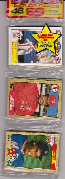 1987 Topps Baseball 49 Card Rack Pack w/ Gary Carter On Front