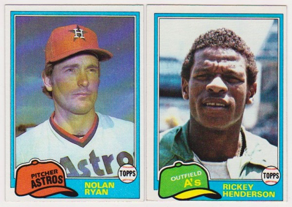 1981 Topps Nolan Ryan #240 + Rickey Henderson #261 Card Pair
