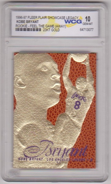 Rookie Graded Gem Mint 10 - Kobe Bryant 1996-97 Flair Showcase Legacy 23 Kt Gold Card