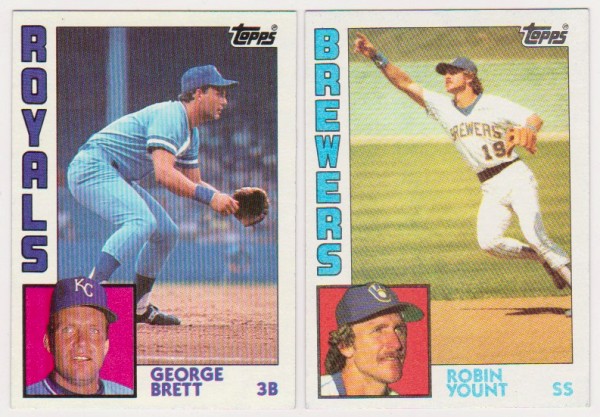 1984 Topps George Brett #500 + Robin Yount #10 Card Pair