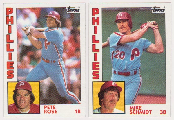 1984 Topps Pete Rose #300 + Mike Schmidt #700 Card Pair