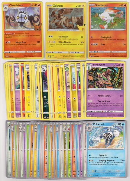 50 Different Pokemon Trading Cards w/ 3 HOLOS + More