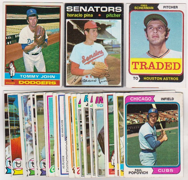 25 Different 1970's Topps Baseball Cards (1971-1979) w/ Tommy John + More