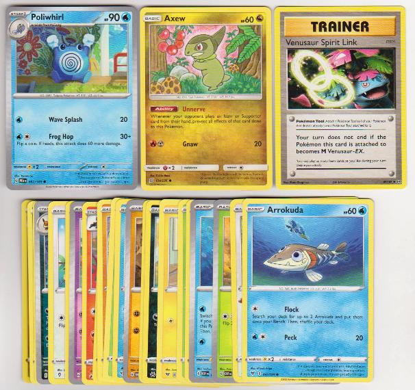 25 Different Pokemon Trading Cards w/ Poliwhirl + More