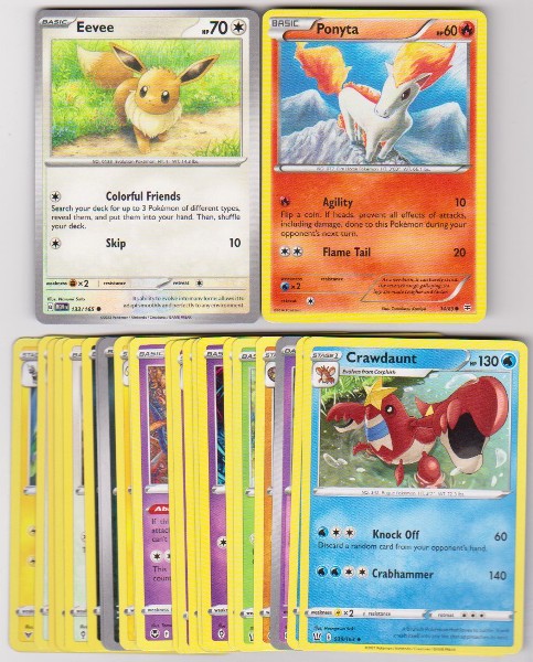 25 Different Pokemon Trading Cards w/ Eevee + More