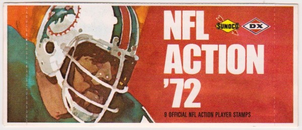 Sealed 1972 NFL Action '72 Sunoco Pack With 9 Player Stamps Inside